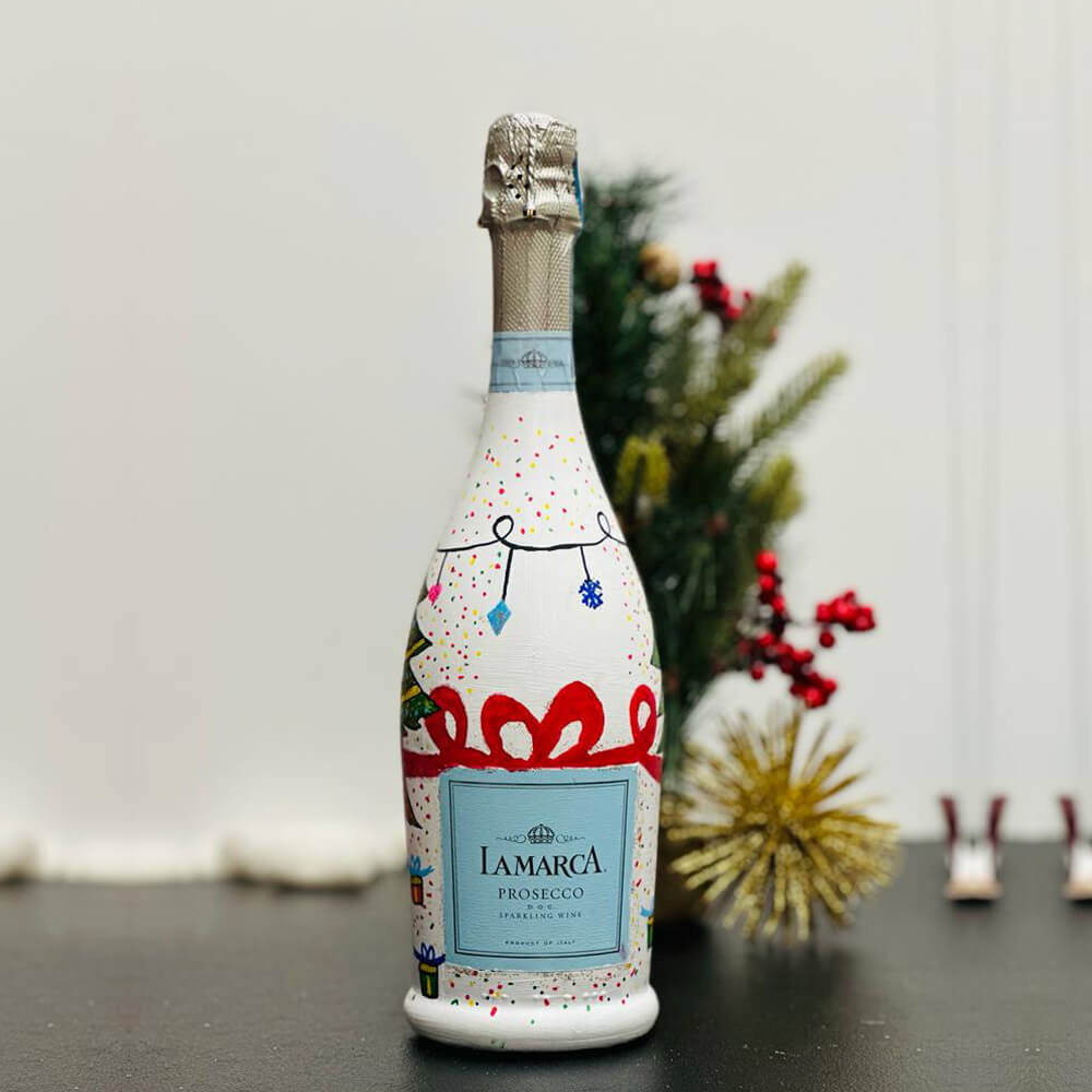Hand-Painted La Marca Prosecco Bottle